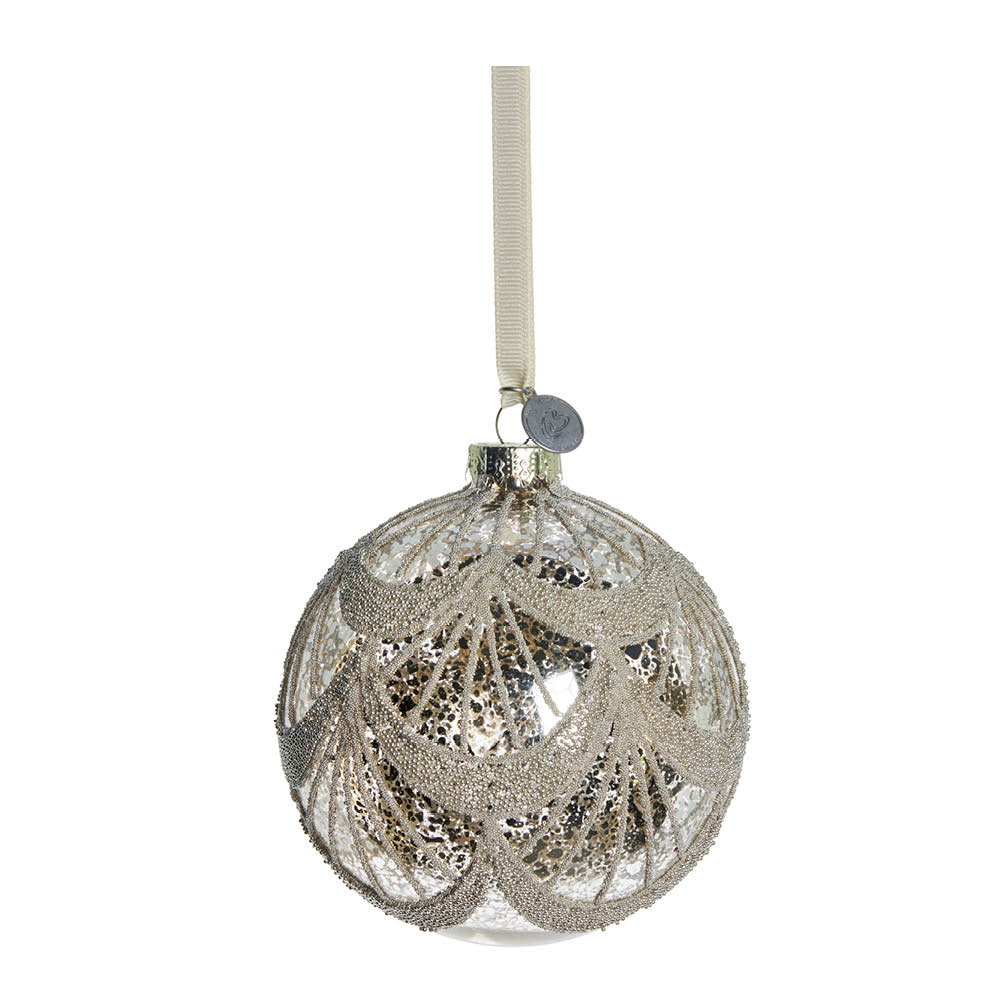 Lene Bjerre - Perline Joulupallo 10 cm Hopea/Kirkas