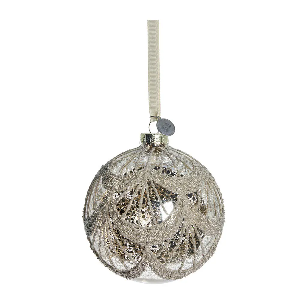 Perline Joulupallo 10 cm Hopea/Kirkas