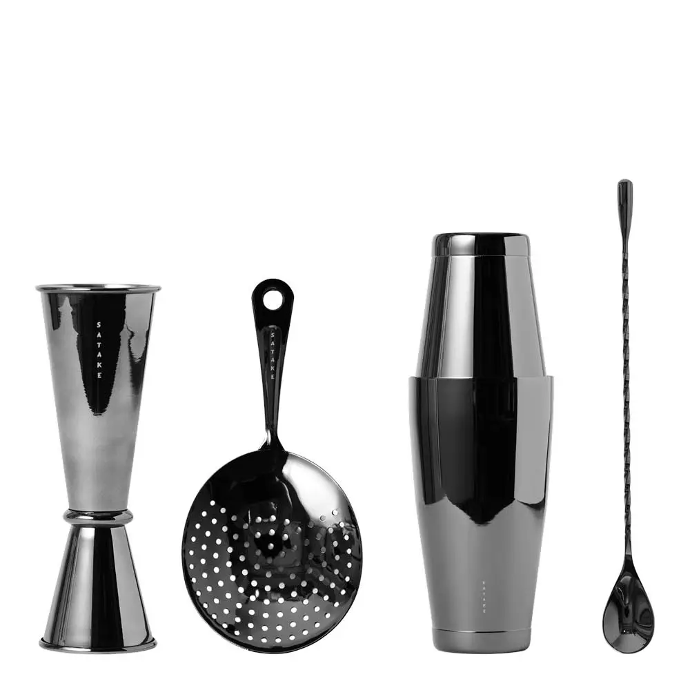 Bar cocktailsett 4 deler gun metal black