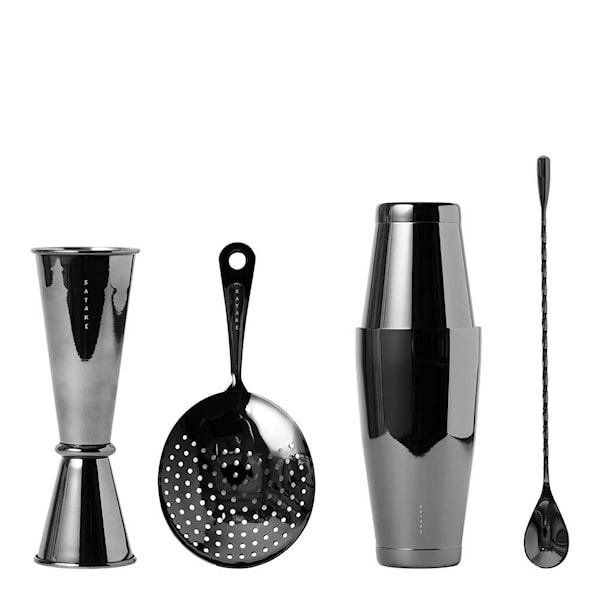 Bar cocktailset 4 delar gun metal black