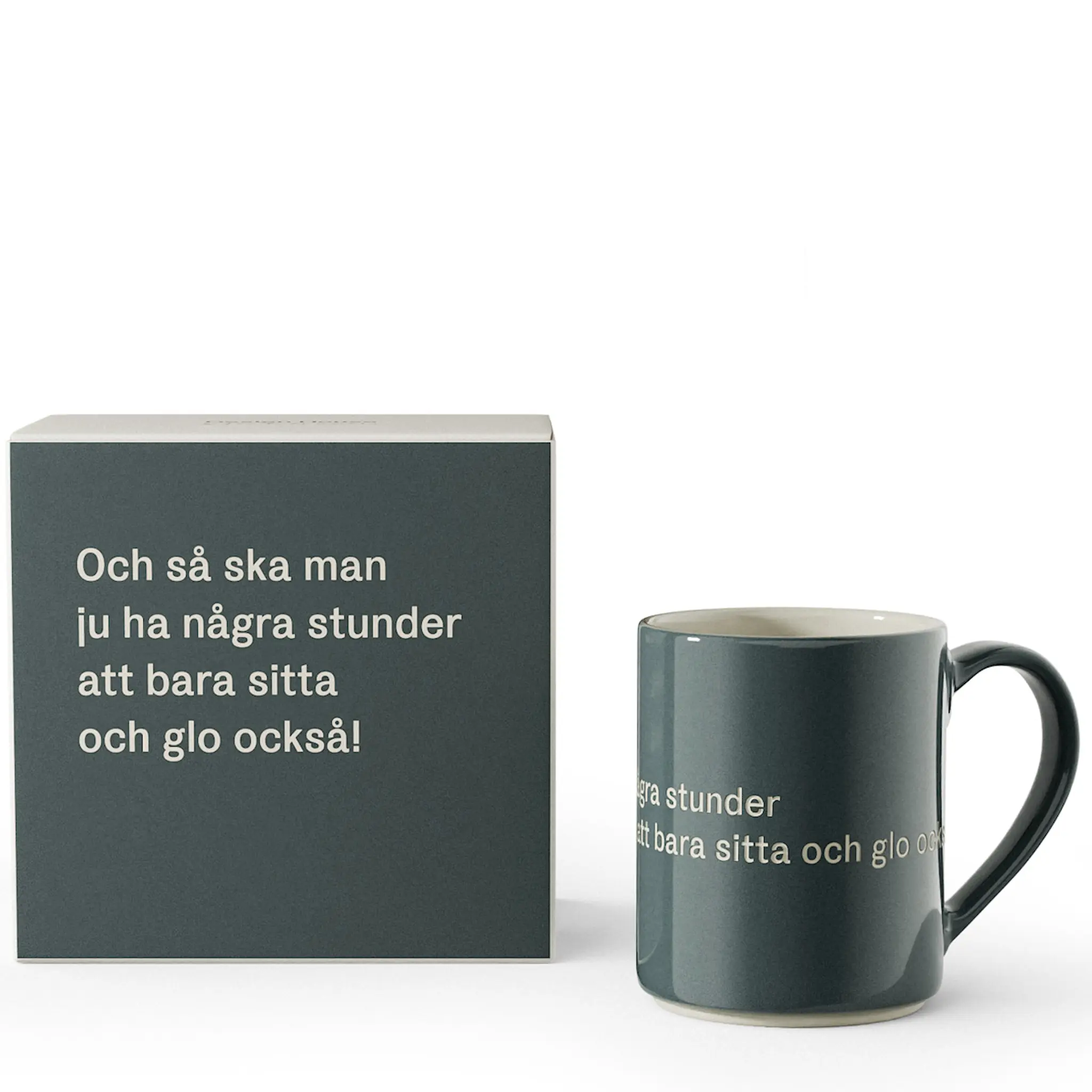 Design House Stockholm Astrid Lindgren kopp "Och så ska man ju ha några stunder" blå hover
