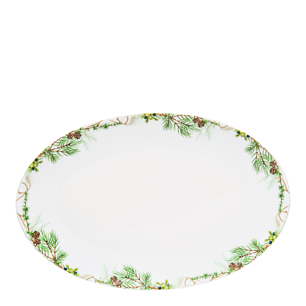 Magnor Nostalgi serveringsfat 38x25 cm hvit/grønn