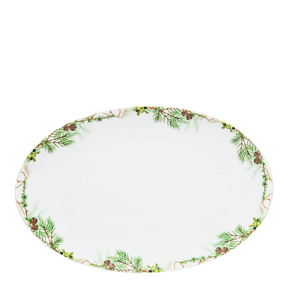 Nostalgi Tarjoiluastia 38x25 cm Valkoinen/Vihreä