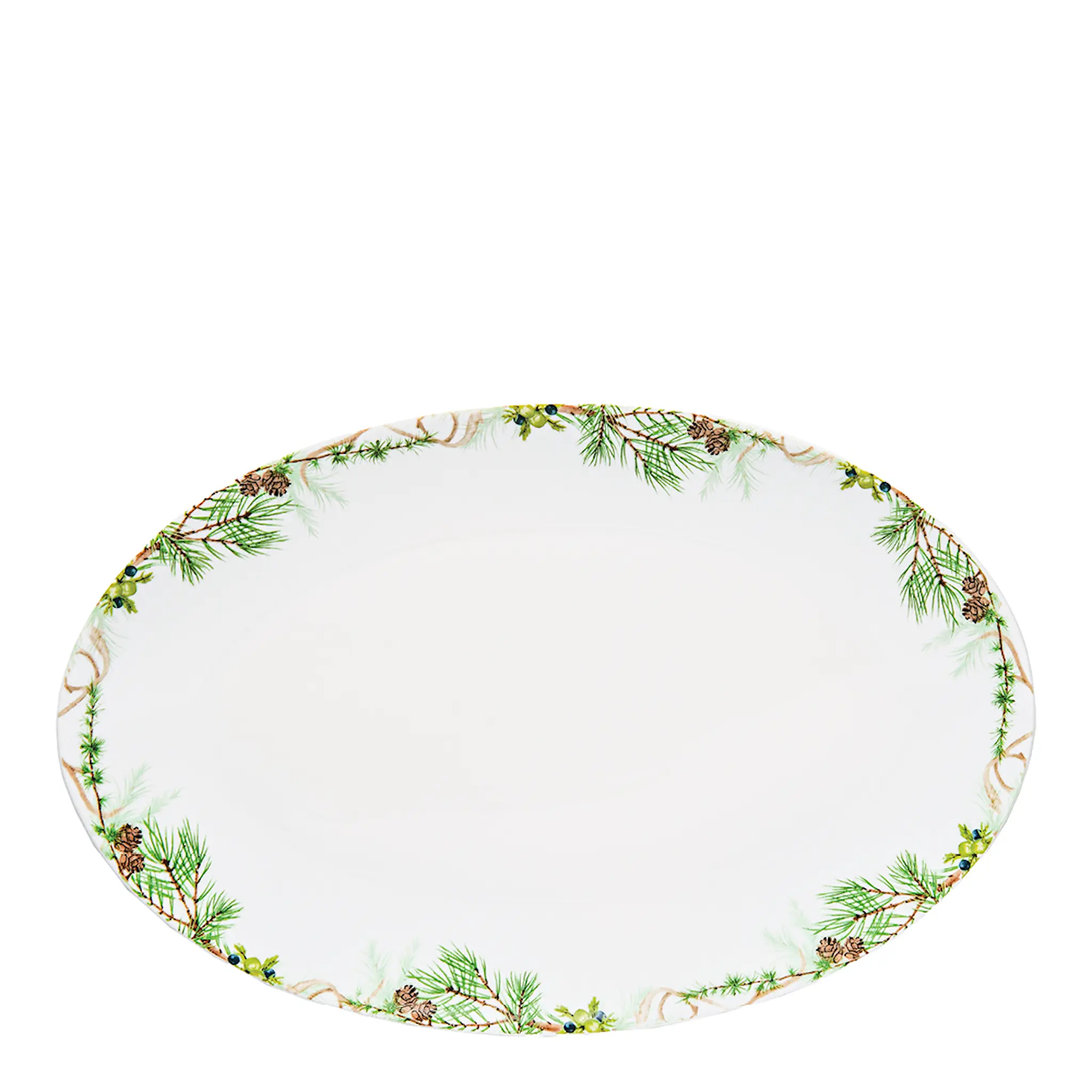 Magnor Nostalgi serveringsfat 38x25 cm vit/grön