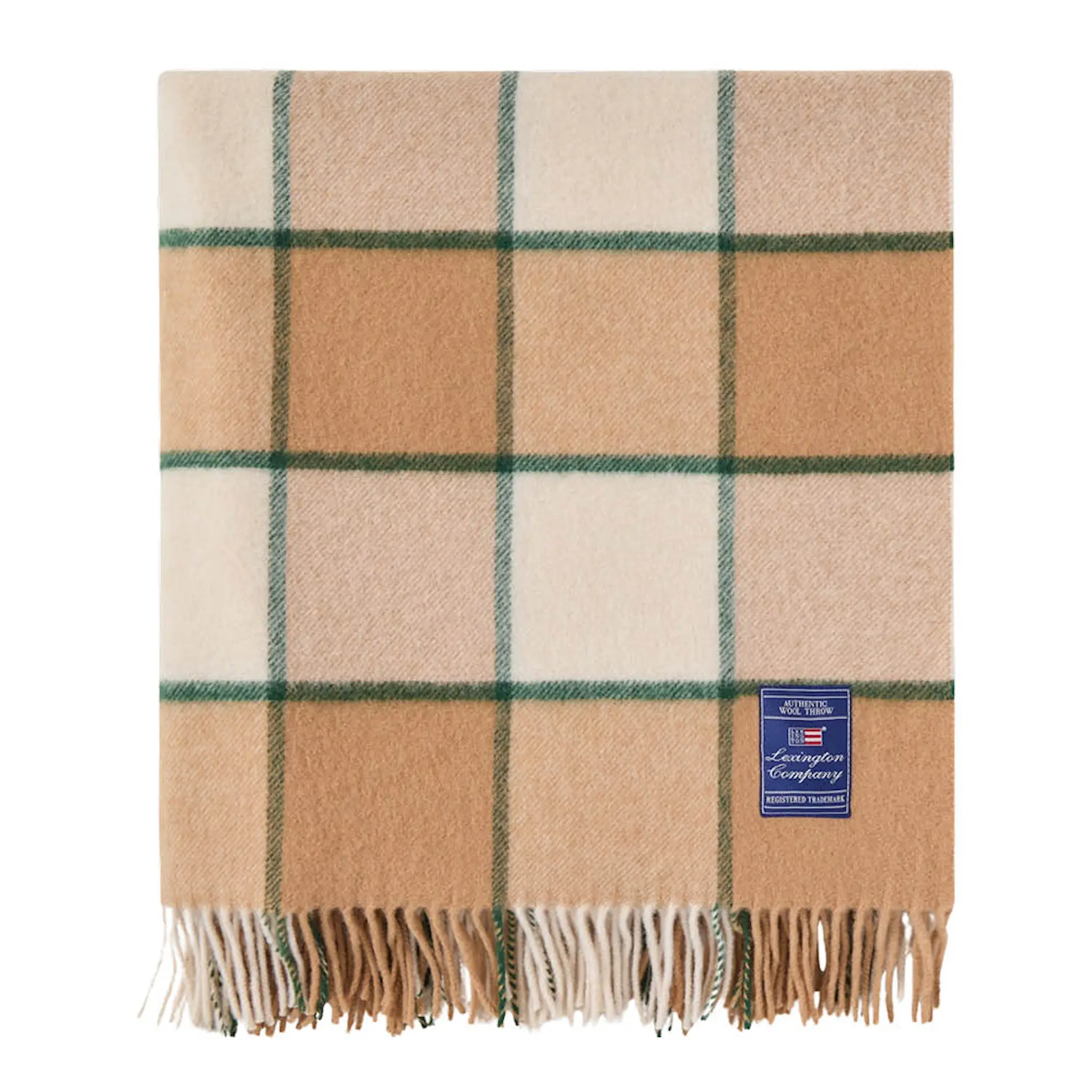 Lexington Ullpläd 130x170 cm rutig beige/ljusbeige/grön
