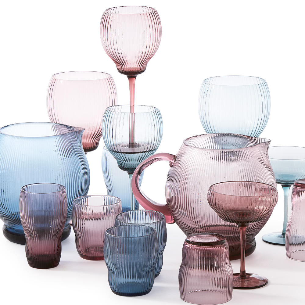 Pols Potten Pum vinglass 22 cm 2 stk blå