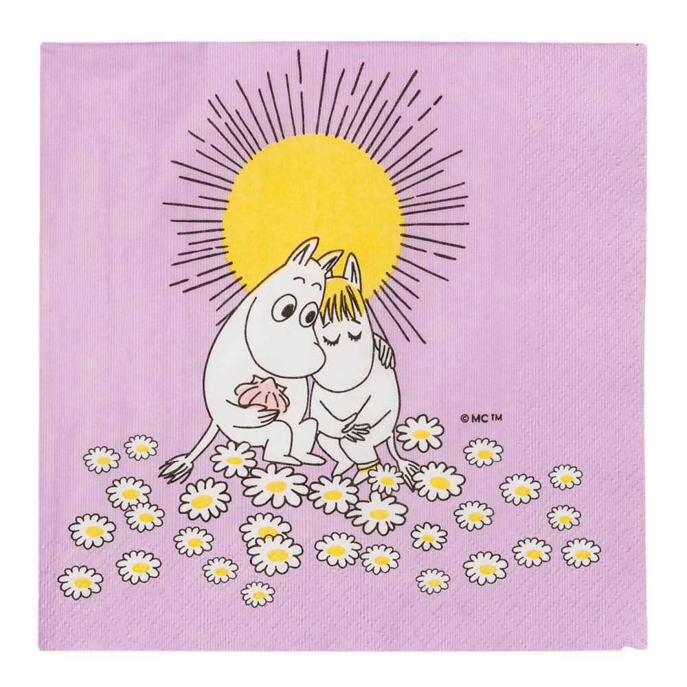 Moomin Arabia Mummi serviett 33x33 cm 20 stk Kjærester lilla
