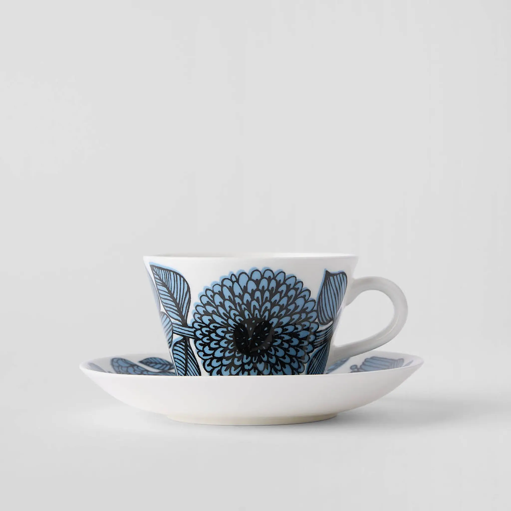 Gustafsberg Aster Blå kaffekopp med skål 15 cl