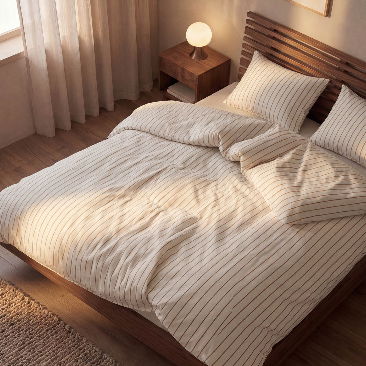 Juna Soft påslakanset 140x200 cm offwhite/karamell