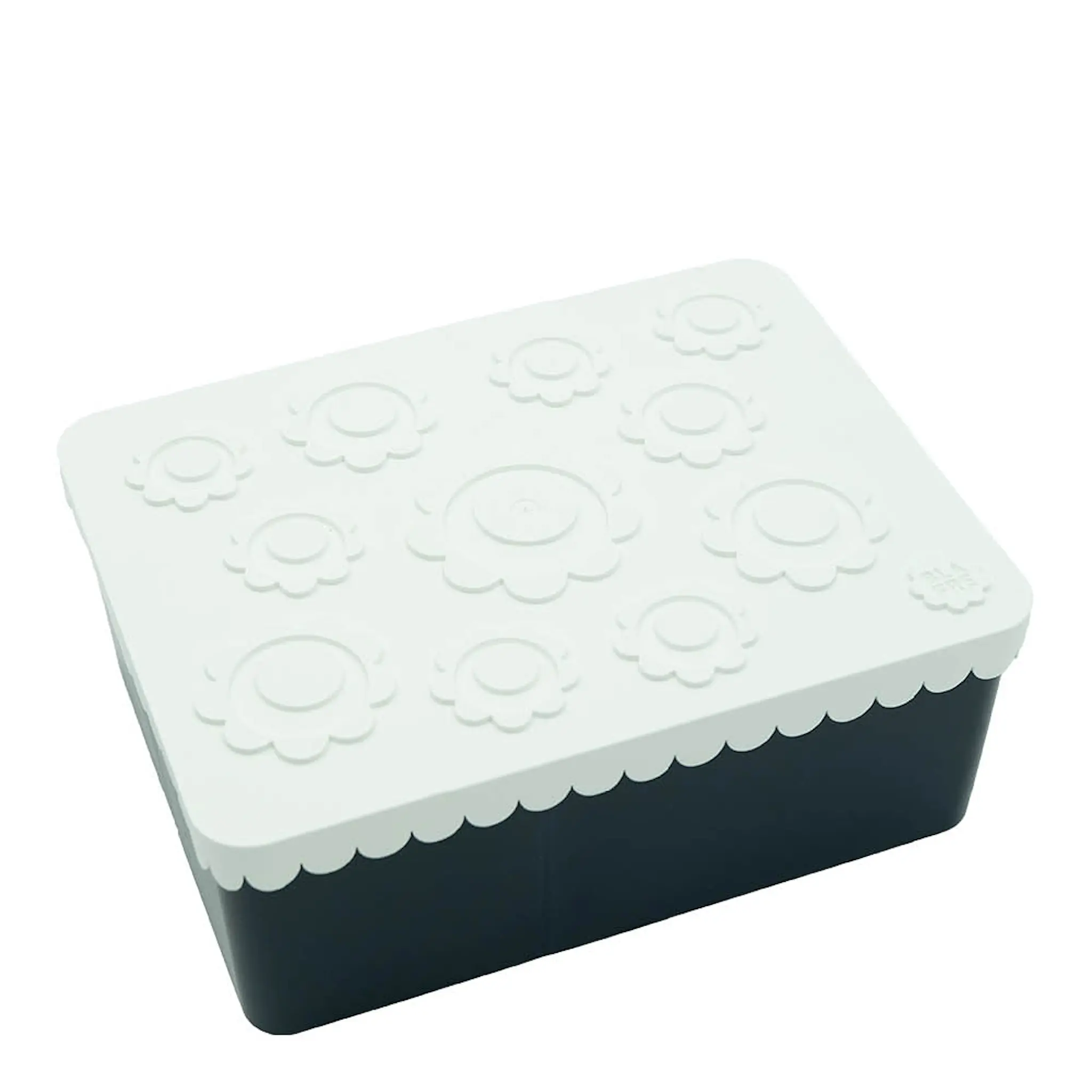 Blafre Blomma matlåda plast tre fack 14x19 cm vit/marinblå