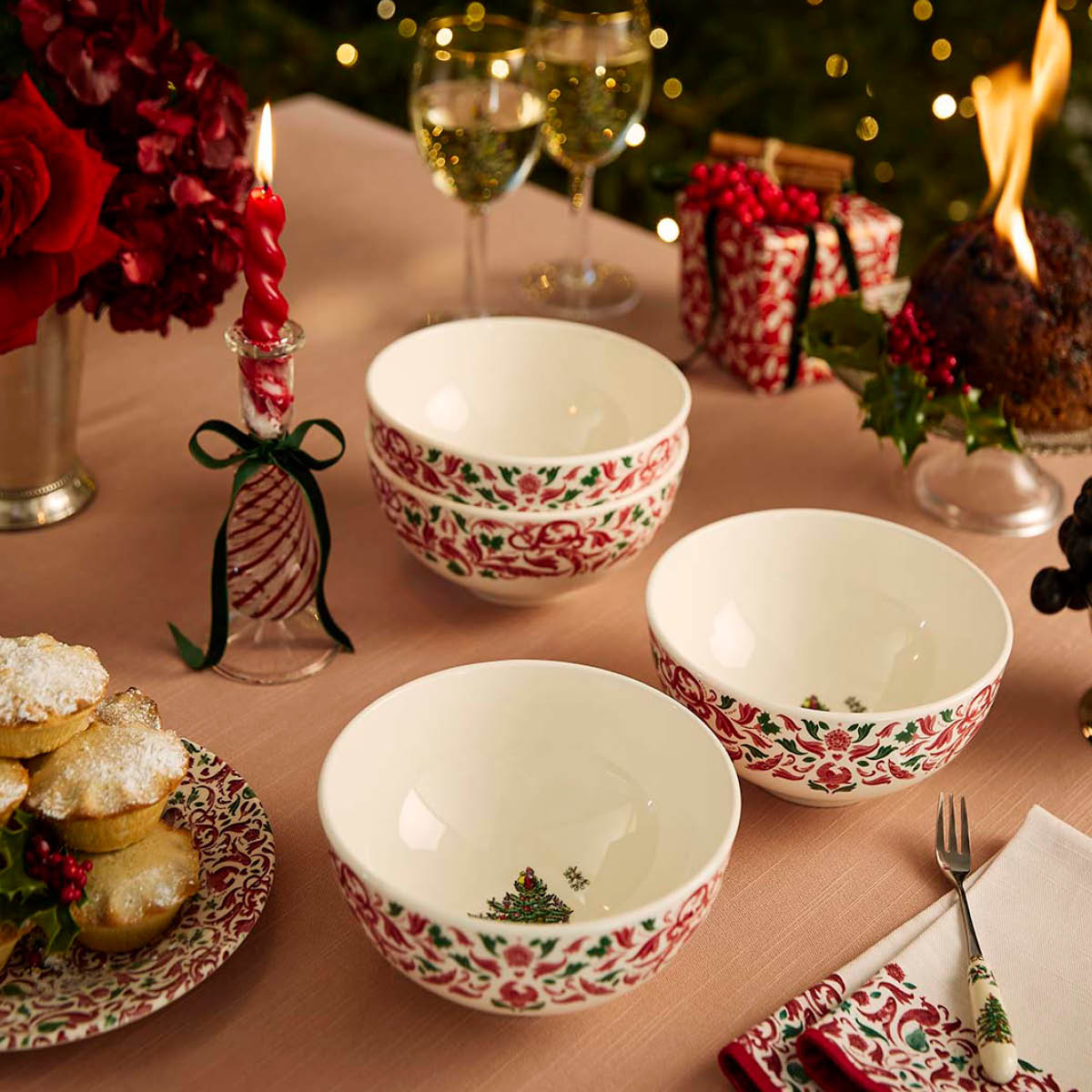 Spode Christmas Tree Yuletide kantlös skål 16,5 cm