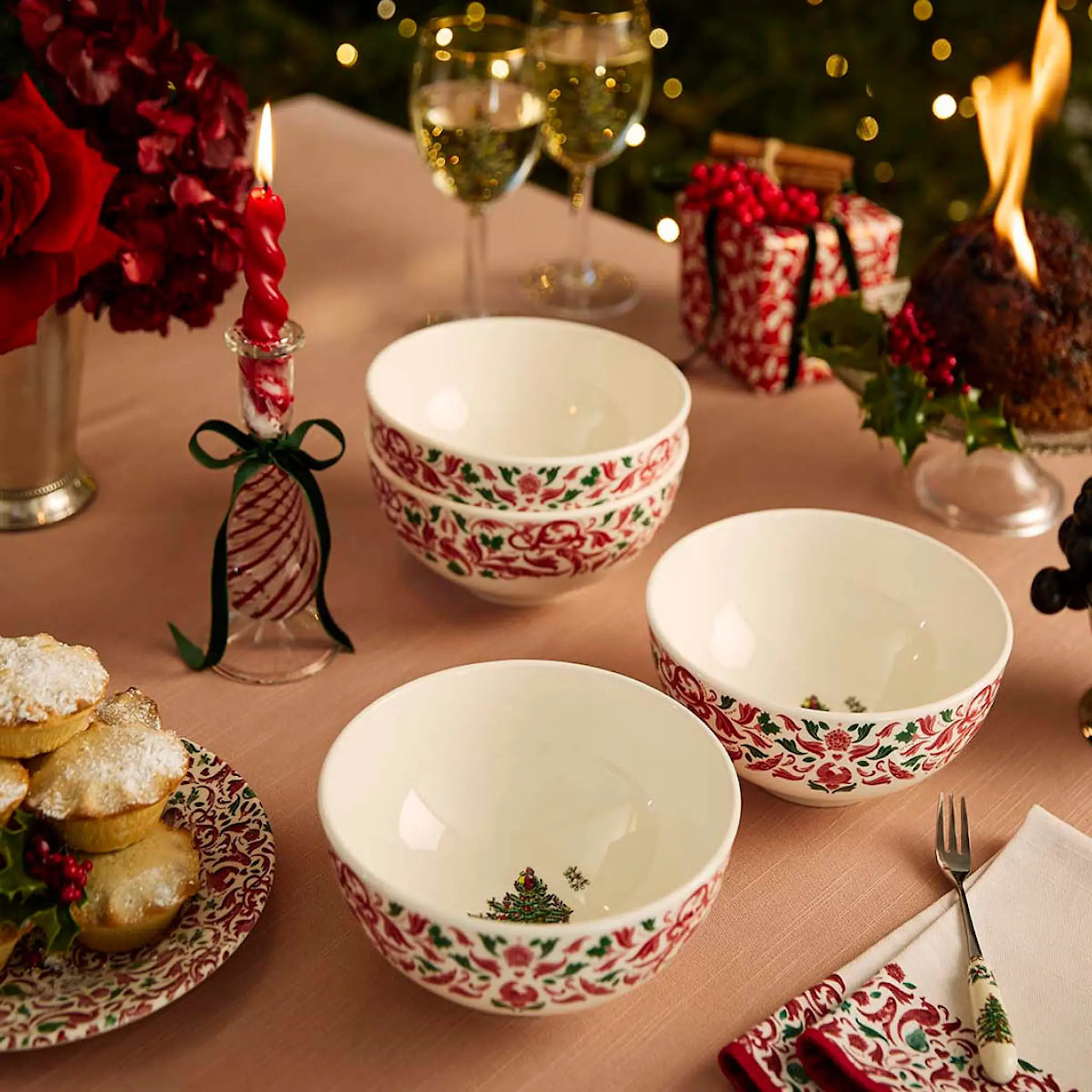 Spode Christmas Tree Yuletide kantlös skål 16,5 cm