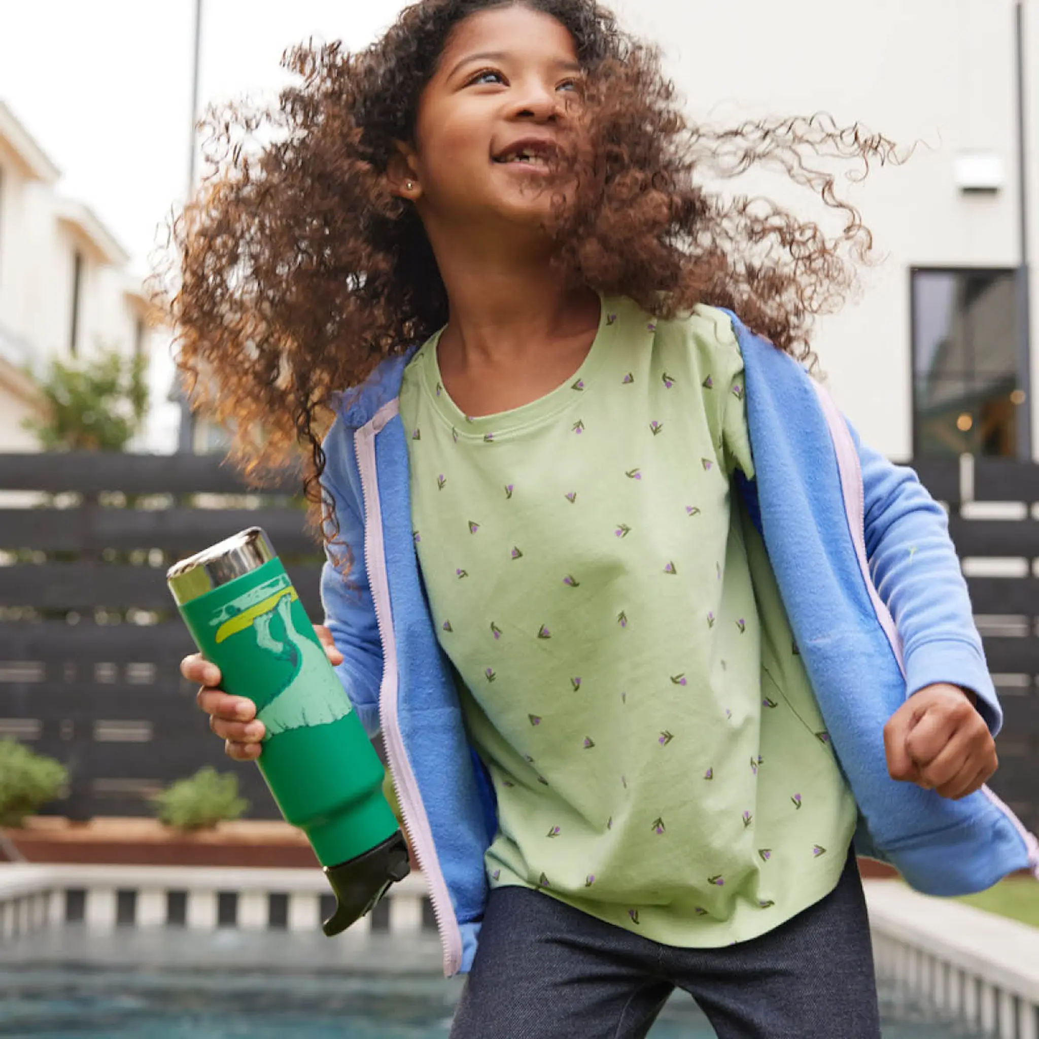 Klean Kanteen Kid Classic Narrow termoflaske 0,35L med sportslokk Dino Skate