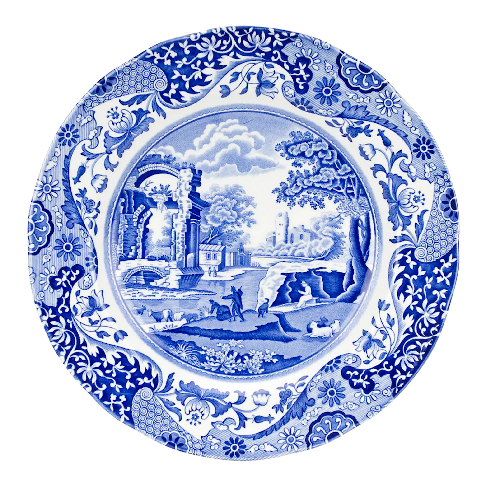 Spode Blue Italian tallrik flat 27 cm blå/vit