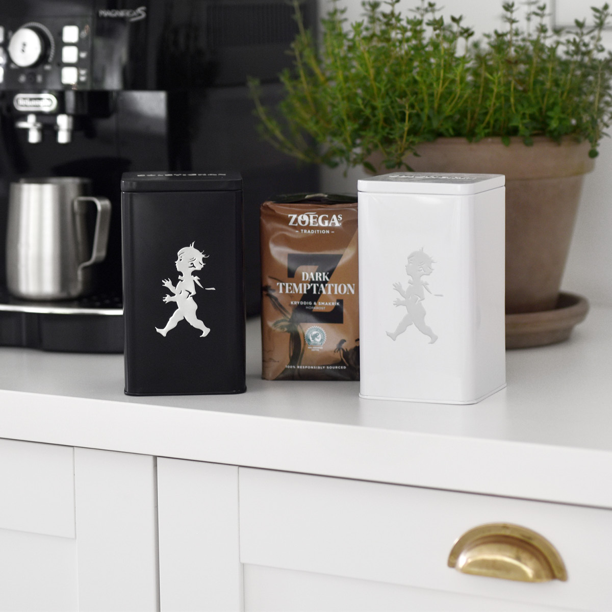 SOLSTICKAN Förvaringsburk fyrkantig 9x9 cm svart