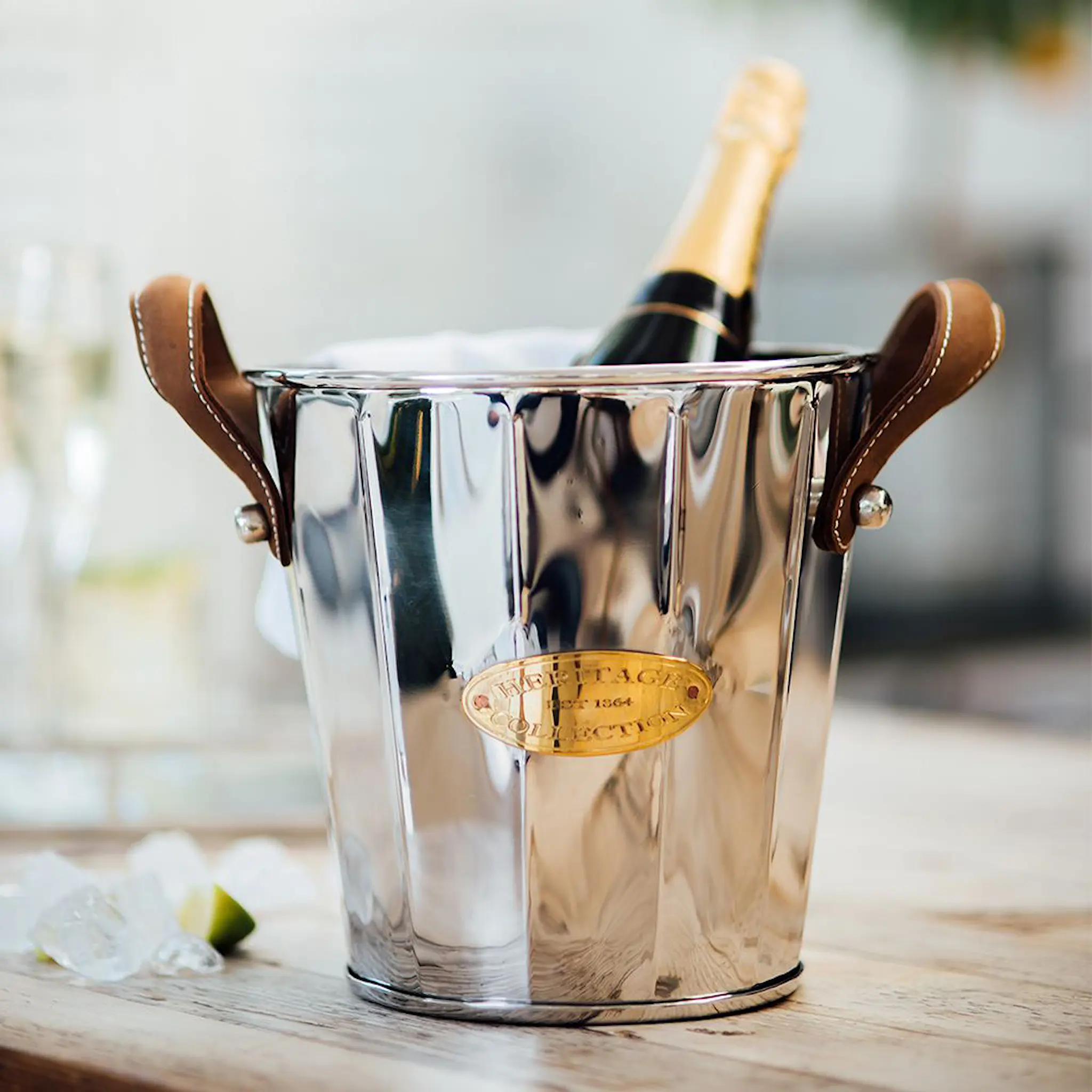 Culinary Concepts Heritage vinkjøler med lærhåndtak sølv