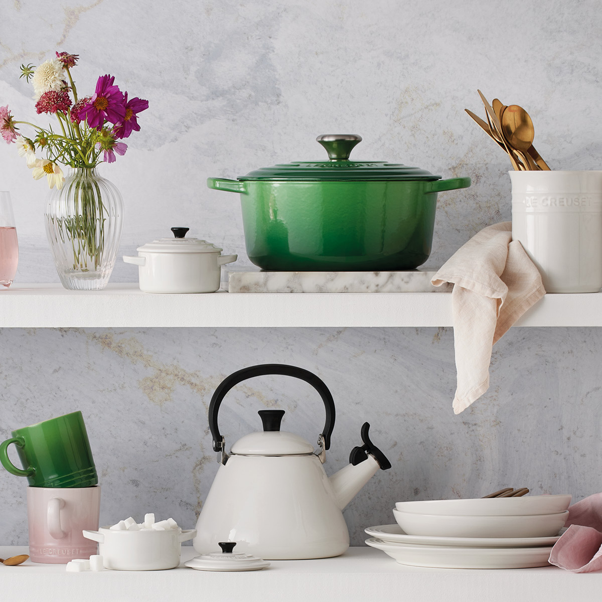 Le Creuset Kone vattenkittel med vissla 1,6 L white