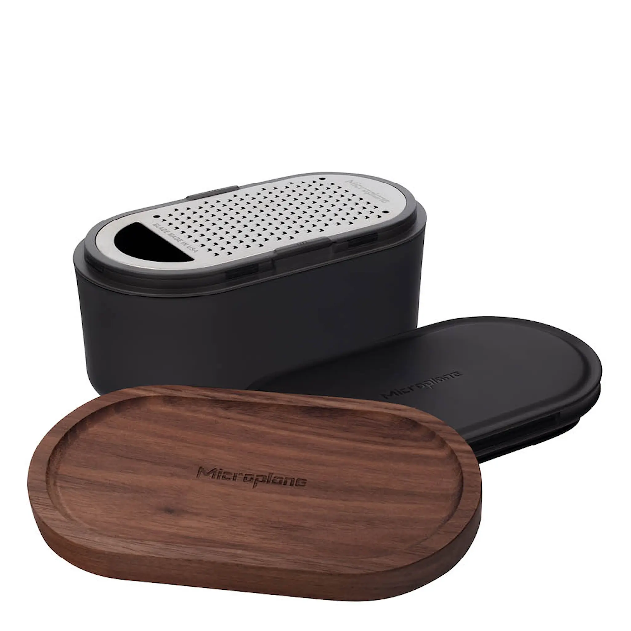 Microplane Container Grater rivjärn med behållare antracit/valnöt