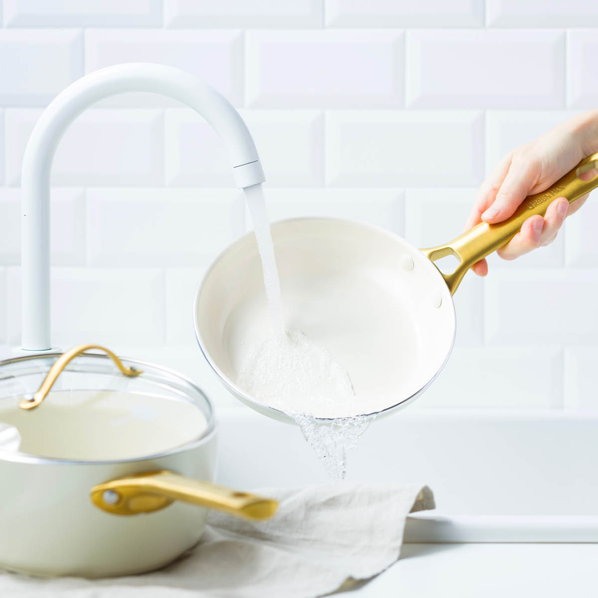 GreenPan Padova Reserve paistinpannusetti 20+26 cm Cream White