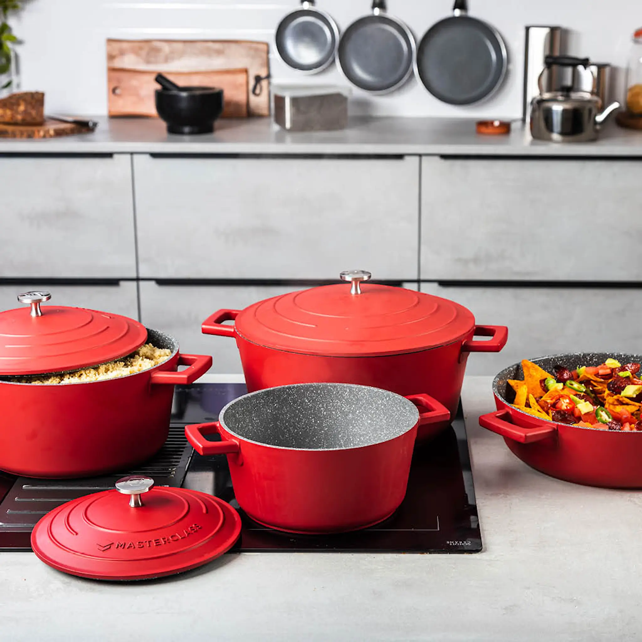 MasterClass Cast Aluminium gryta 4 L röd