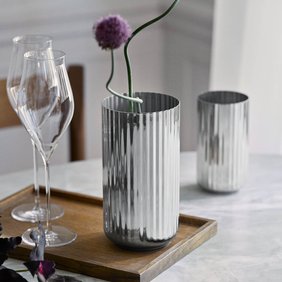 Lyngby Porcelæn Vas 15,5 cm rostfritt stål