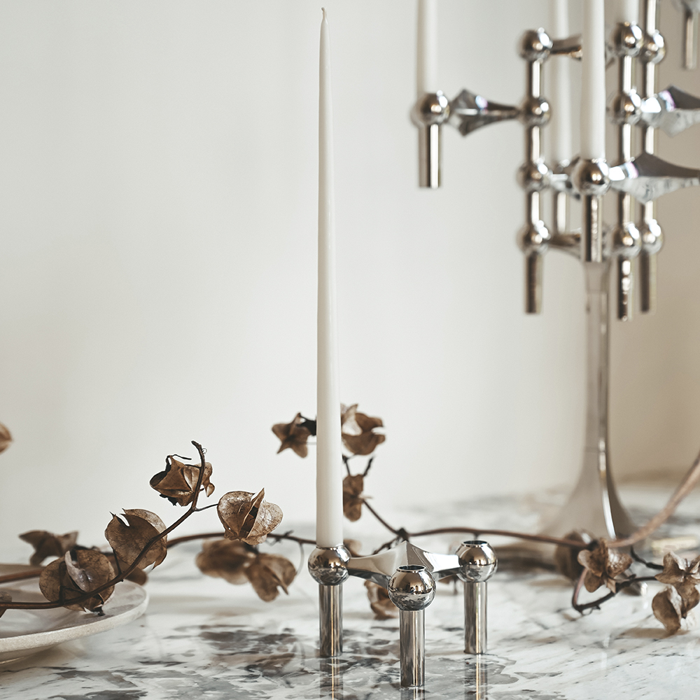 Stoff Nagel Lysestake 6,7 cm krom