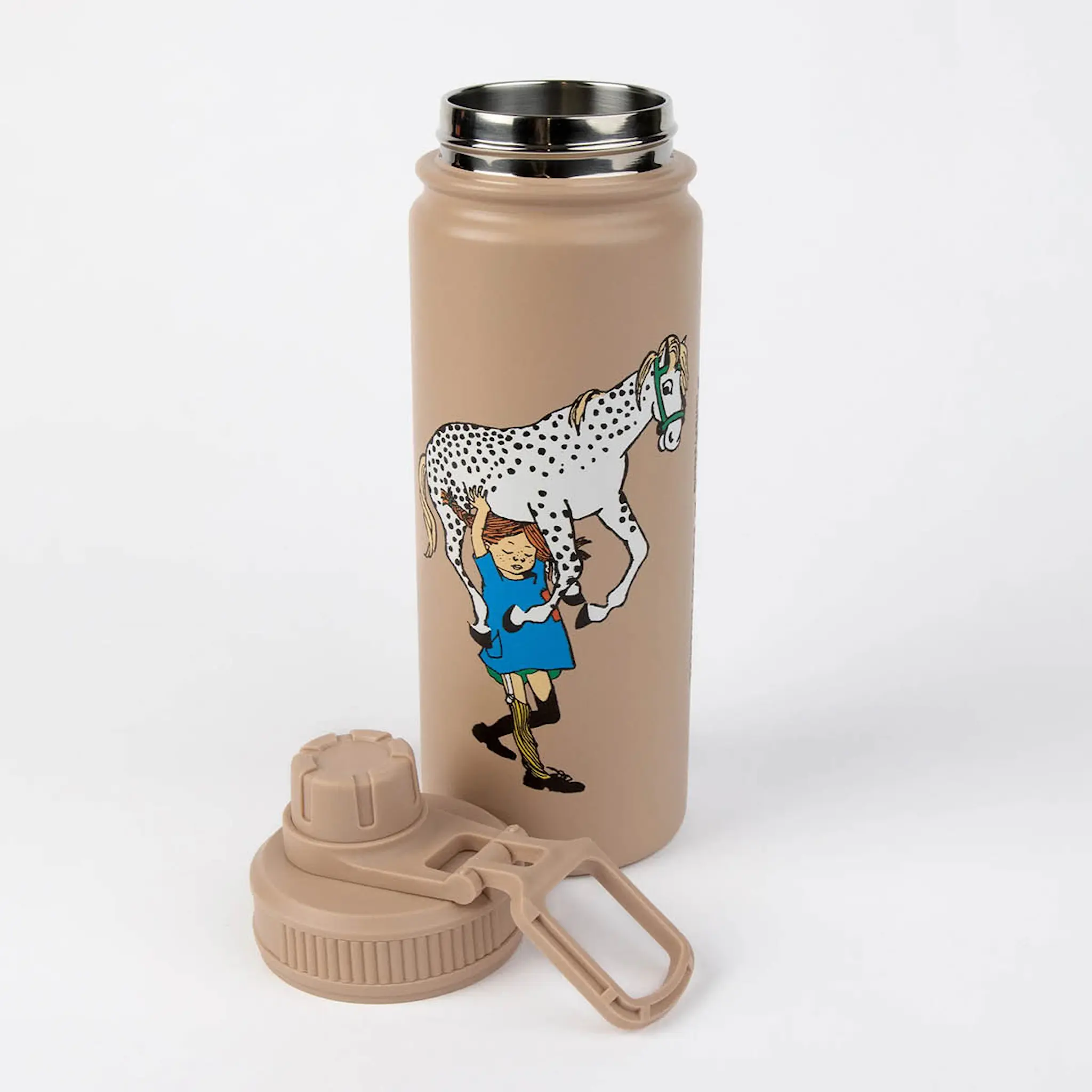 Nordicbuddies Pippi termosflaska 0,55 L Pippi häst beige
