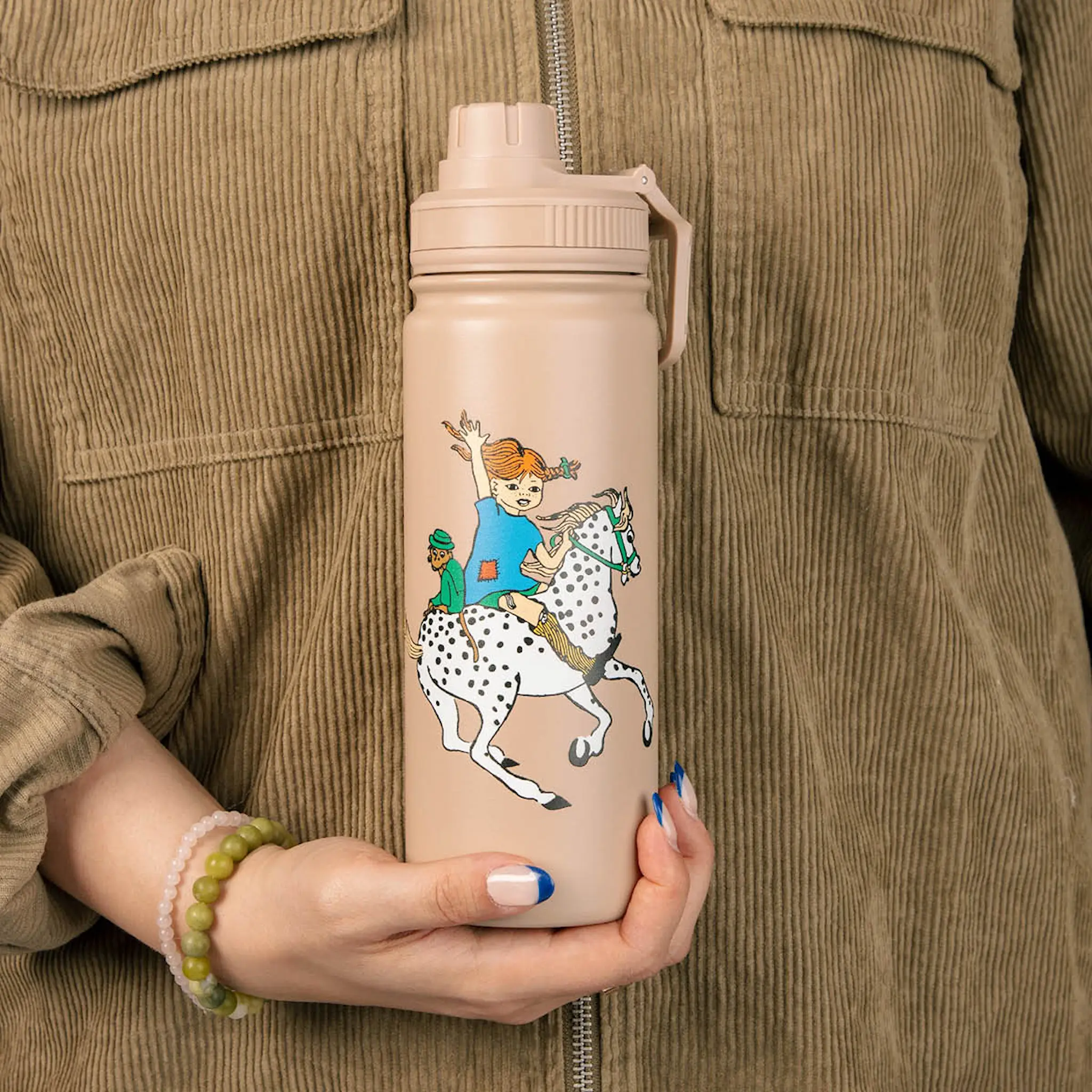 Nordicbuddies Pippi termosflaska 0,55 L Pippi häst beige