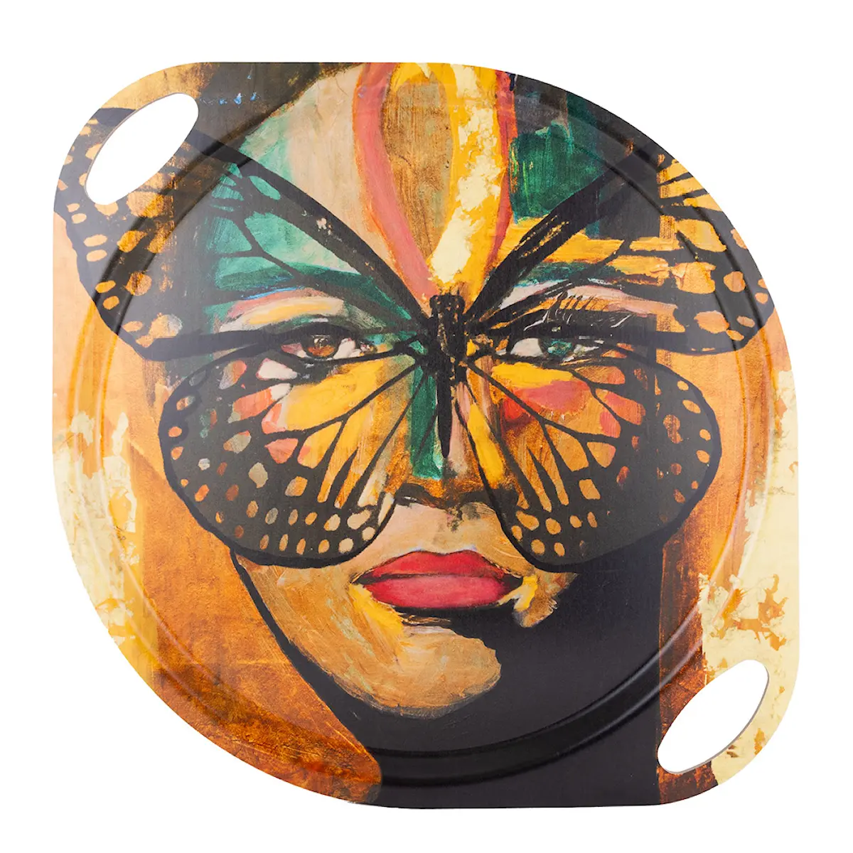 Carolina Gynning Bricka med handtag 38 cm golden butterfly