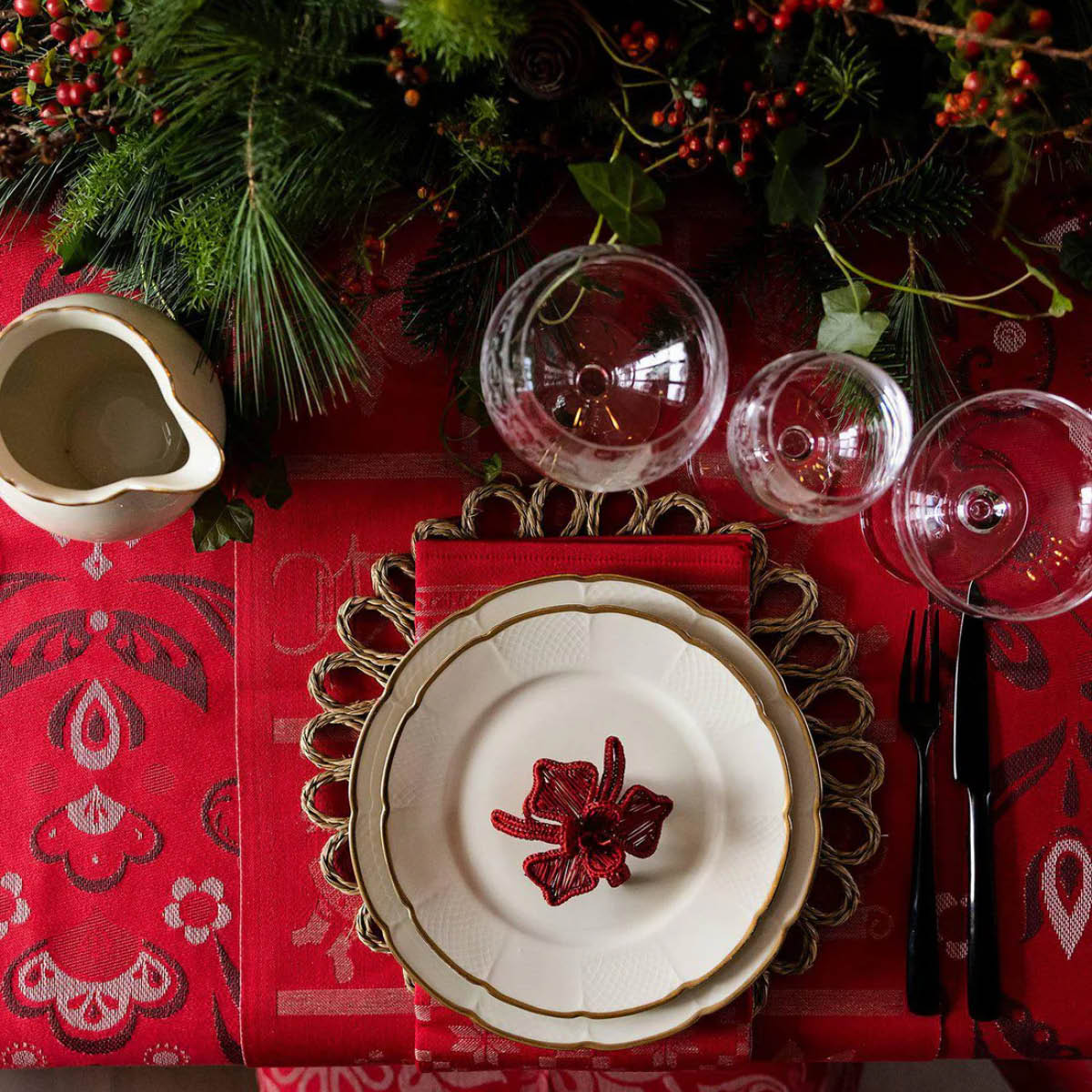 Ekelund Torplyckan bordsduk 145x250 cm röd