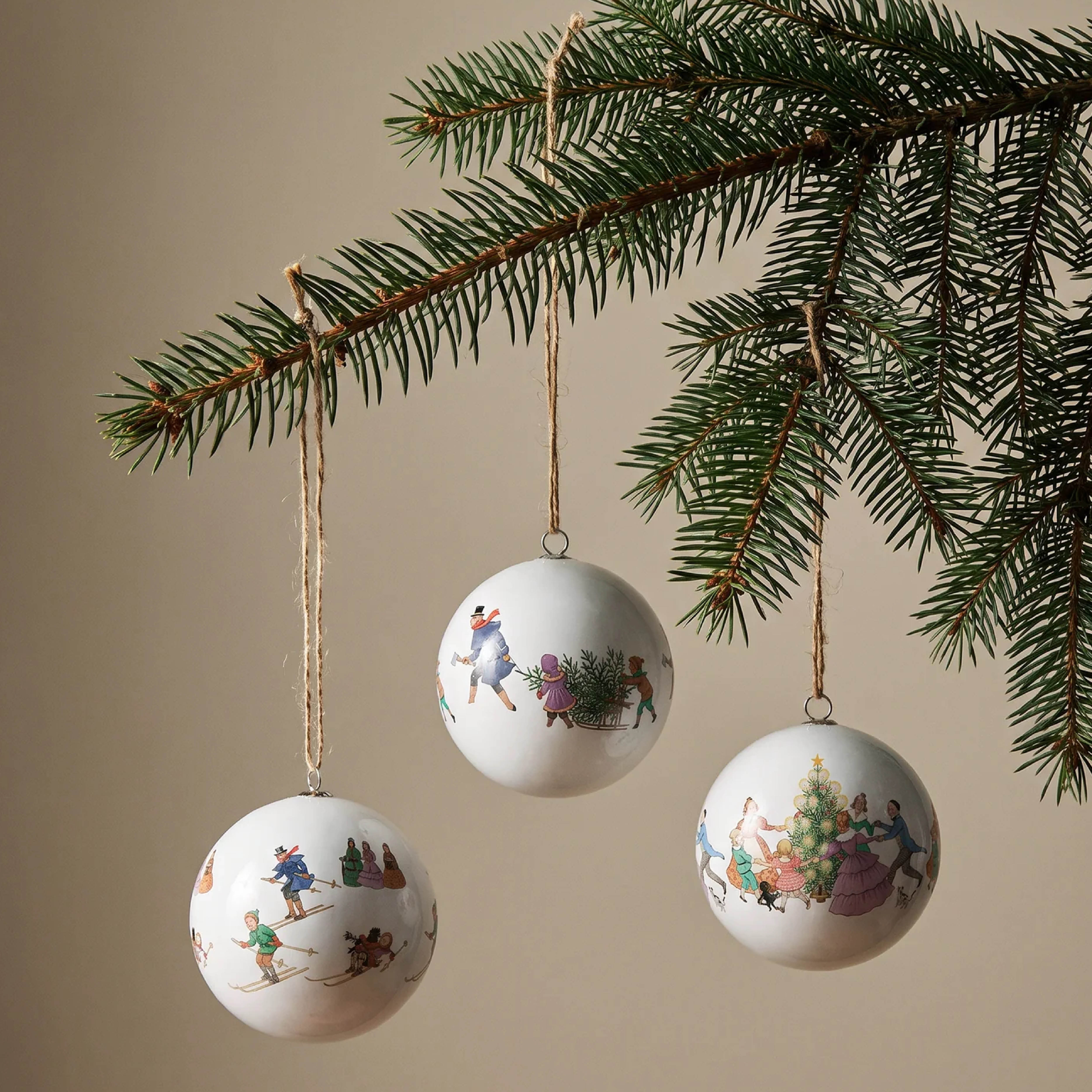 Design House Stockholm Elsa Beskow julekuler 7,5 cm 3 stk Dance around the christmas tree
