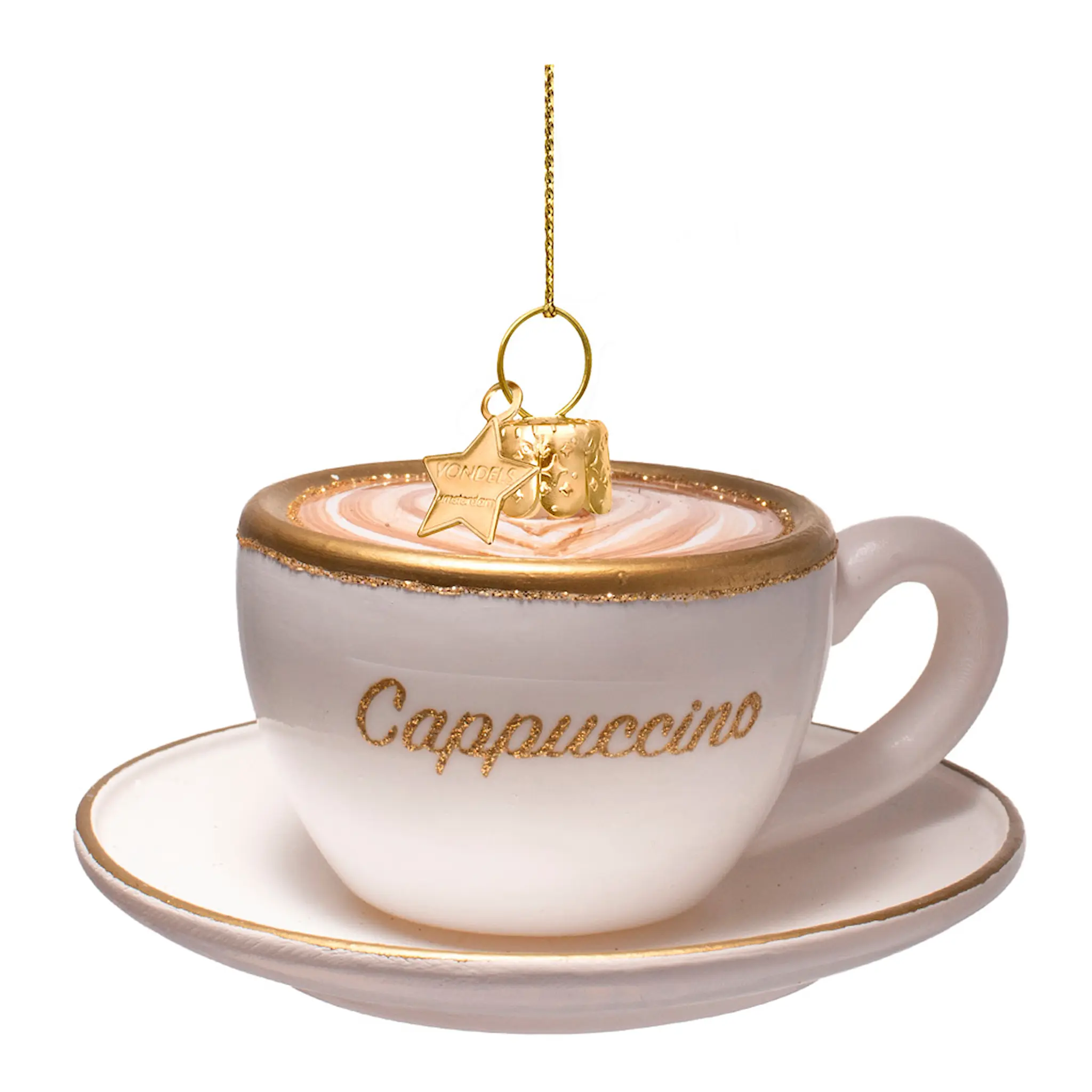 Vondels Wine & Dine julhänge i glas 5 cm Cappuccino brun