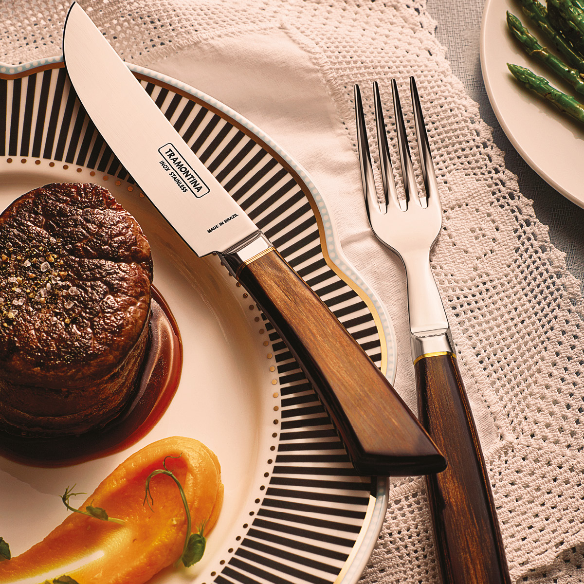 Tramontina Churrasco biffkniv jumbo u.tagger 23 cm brun