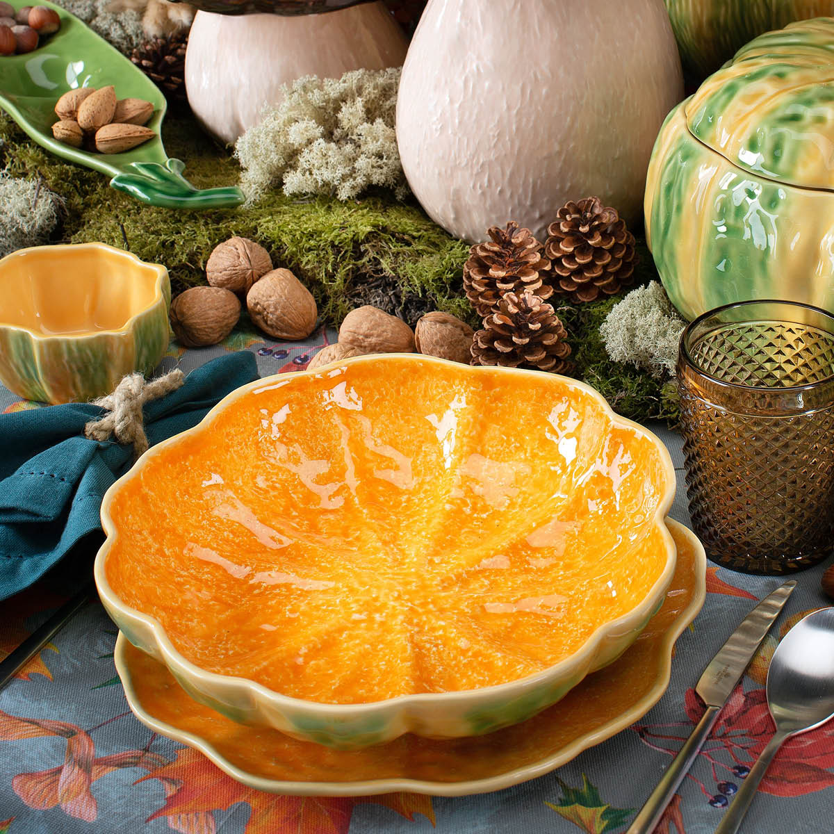Bordallo Pinheiro Pumpkin pastatallrik 26,5 cm pumpa orange/grön