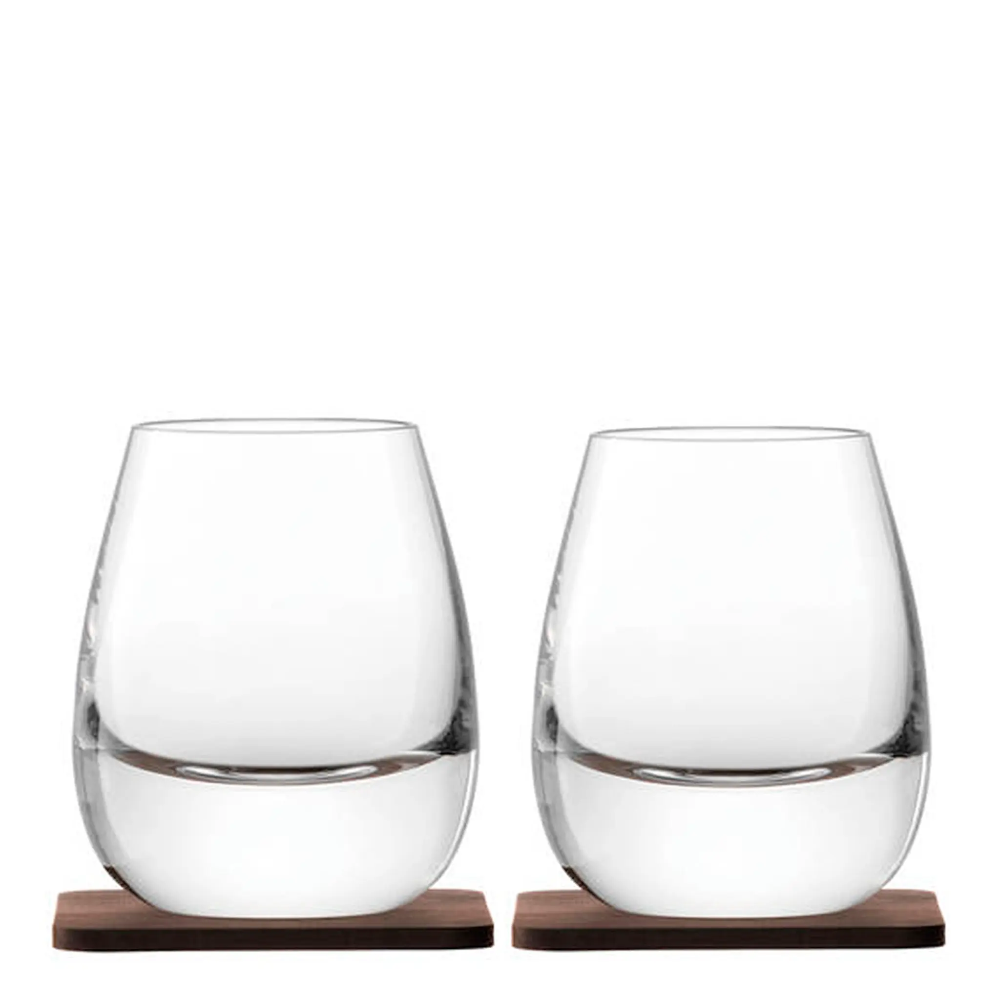 LSA International Whisky Tumbler 25 cl / Underlägg Valnöt 2-pack
