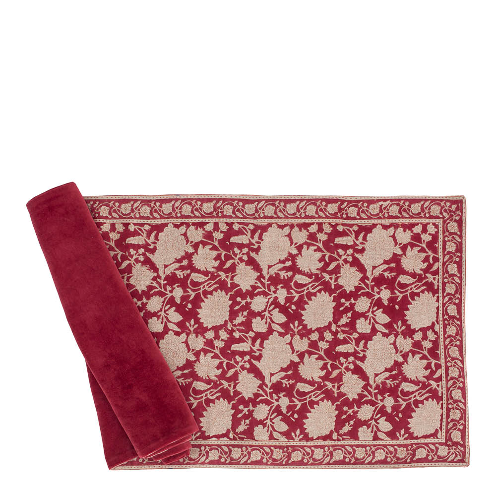 Chamois Indian Rose løper i lin 45x150 cm rød