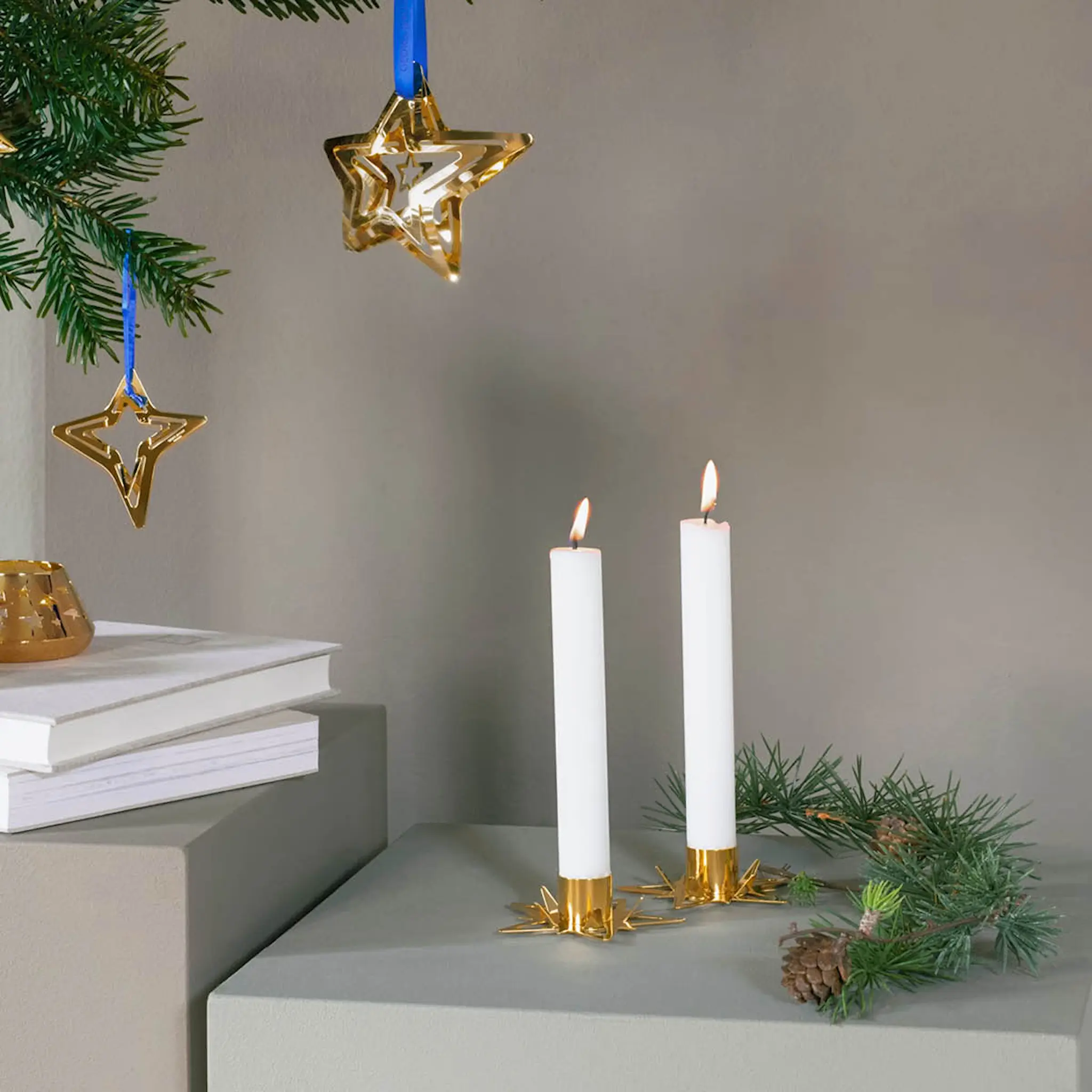 Georg Jensen Classic Christmas ljusstake stjärna 2-pack guld