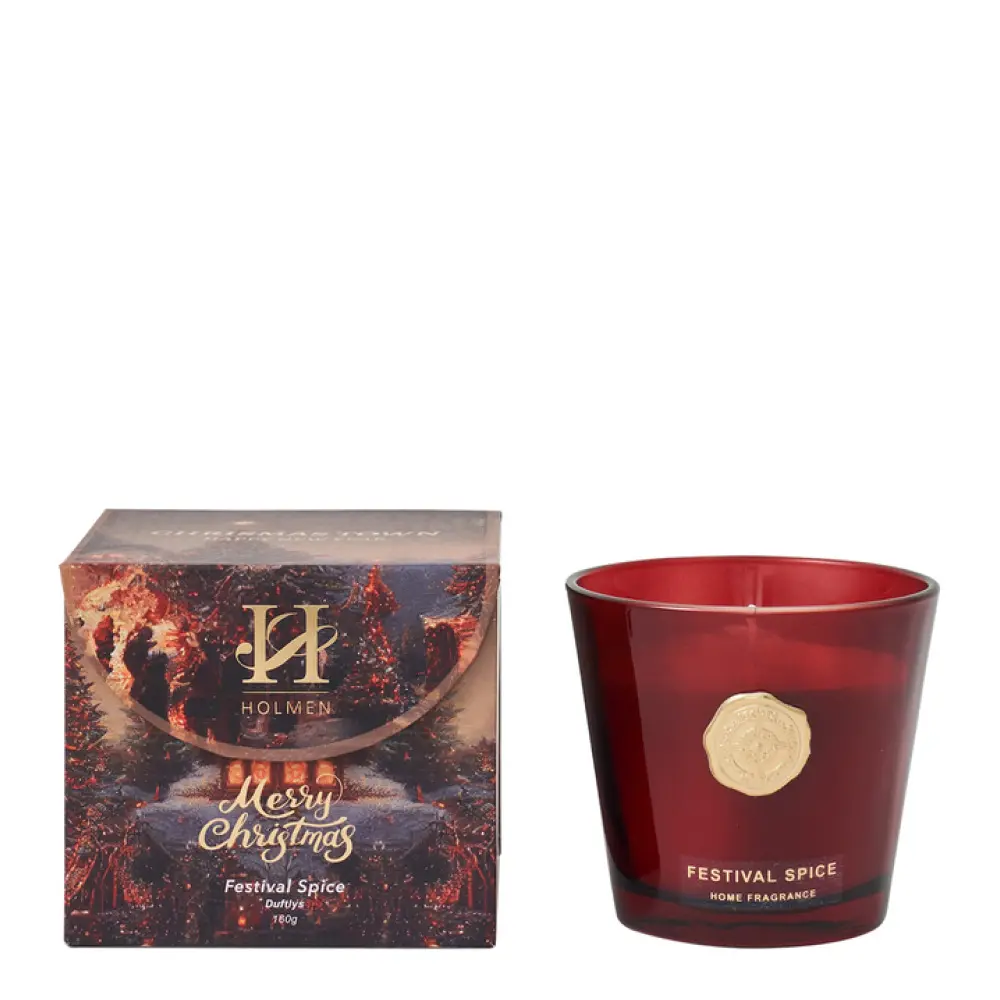 Vittoria duftlys festival spice 9 cm rød