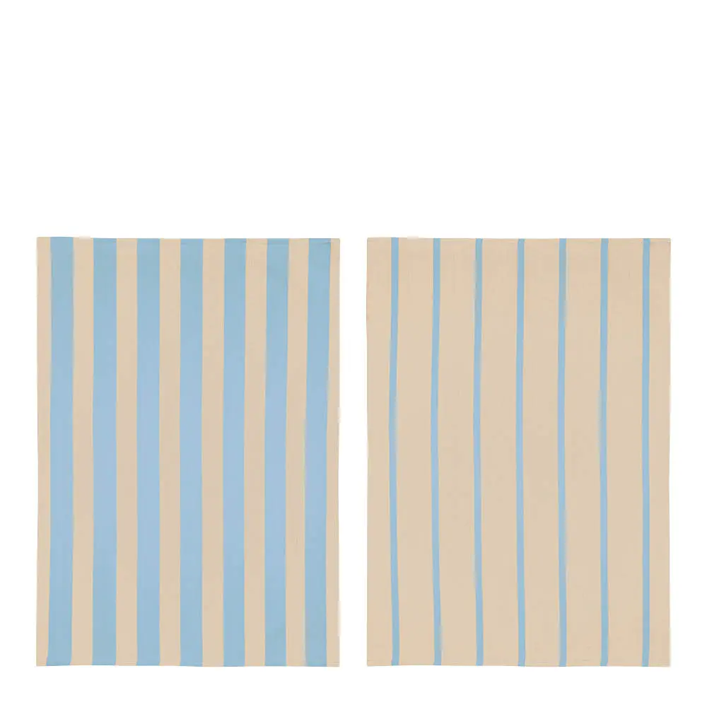 Stripes kjøkkenhåndkle 70x50 cm 2 stk lyseblå