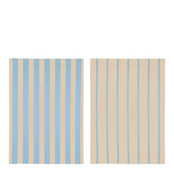 Stripes kökshandduk 70x50 cm 2-pack ljusblå