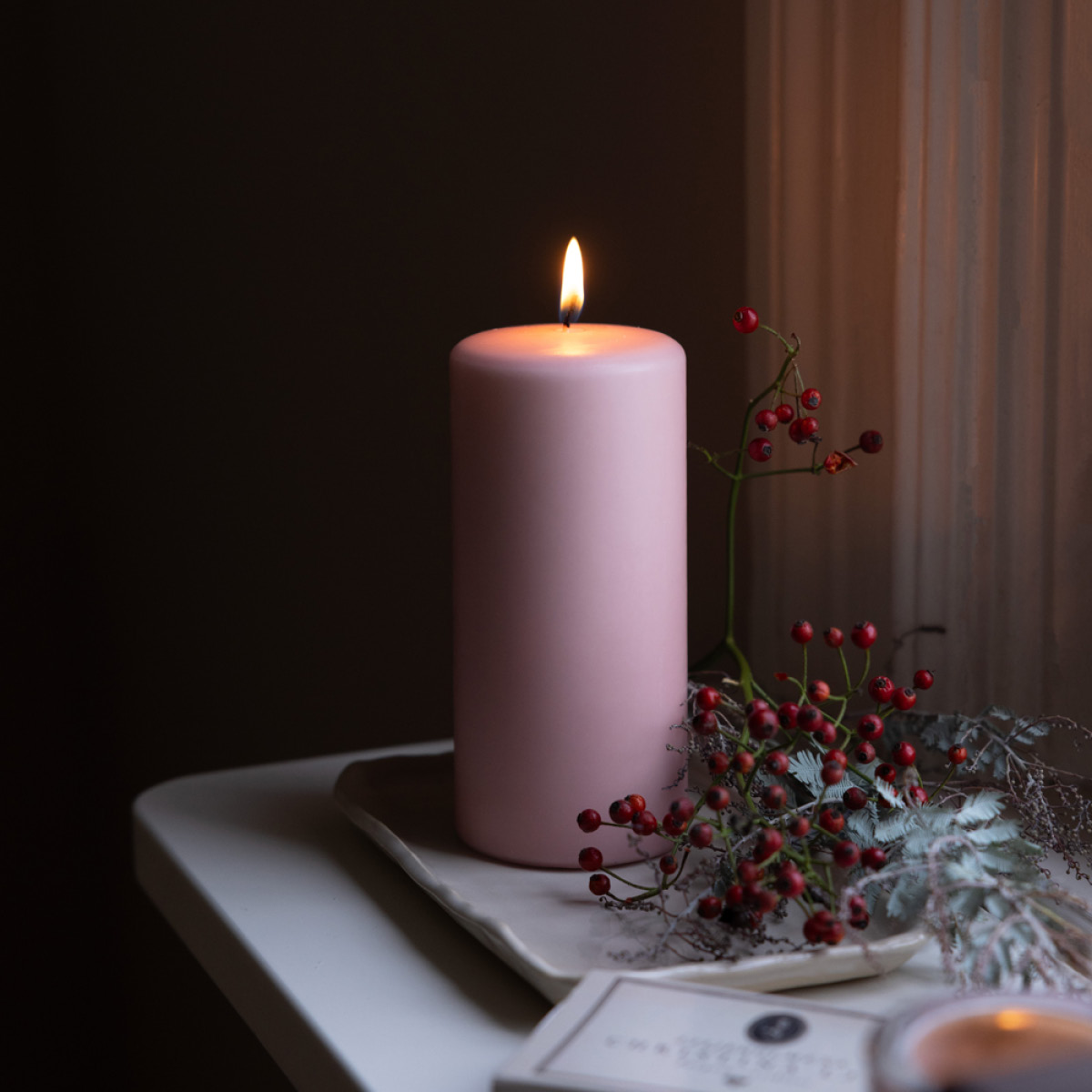 Liljeholmens Blockljus stearin 6,8x15 cm dimrosa