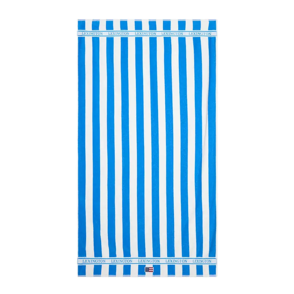 Strandhåndkle 180x100 cm frotté blå/hvit