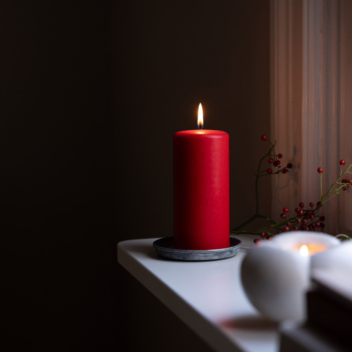 Liljeholmens Blockljus stearin 6,8x15 cm röd