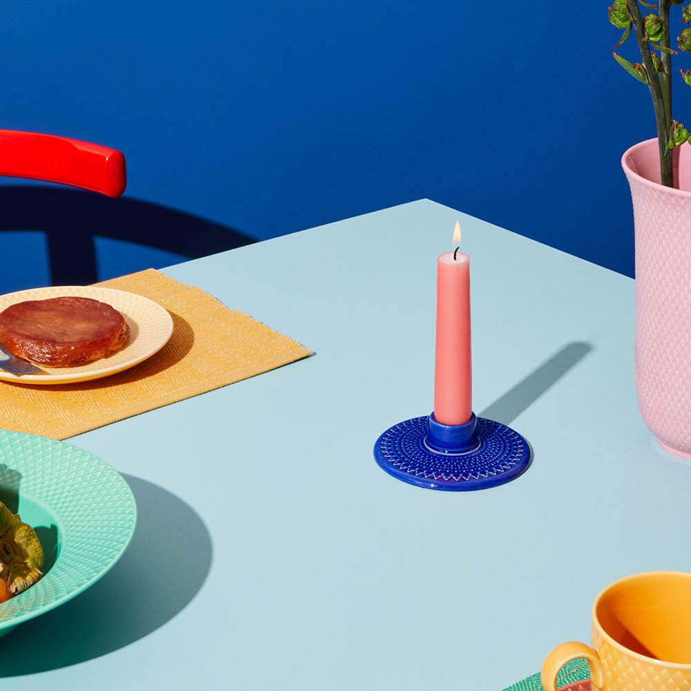 Lyngby Porcelæn Rhombe Color Ljusstake 3 cm Mörkblå