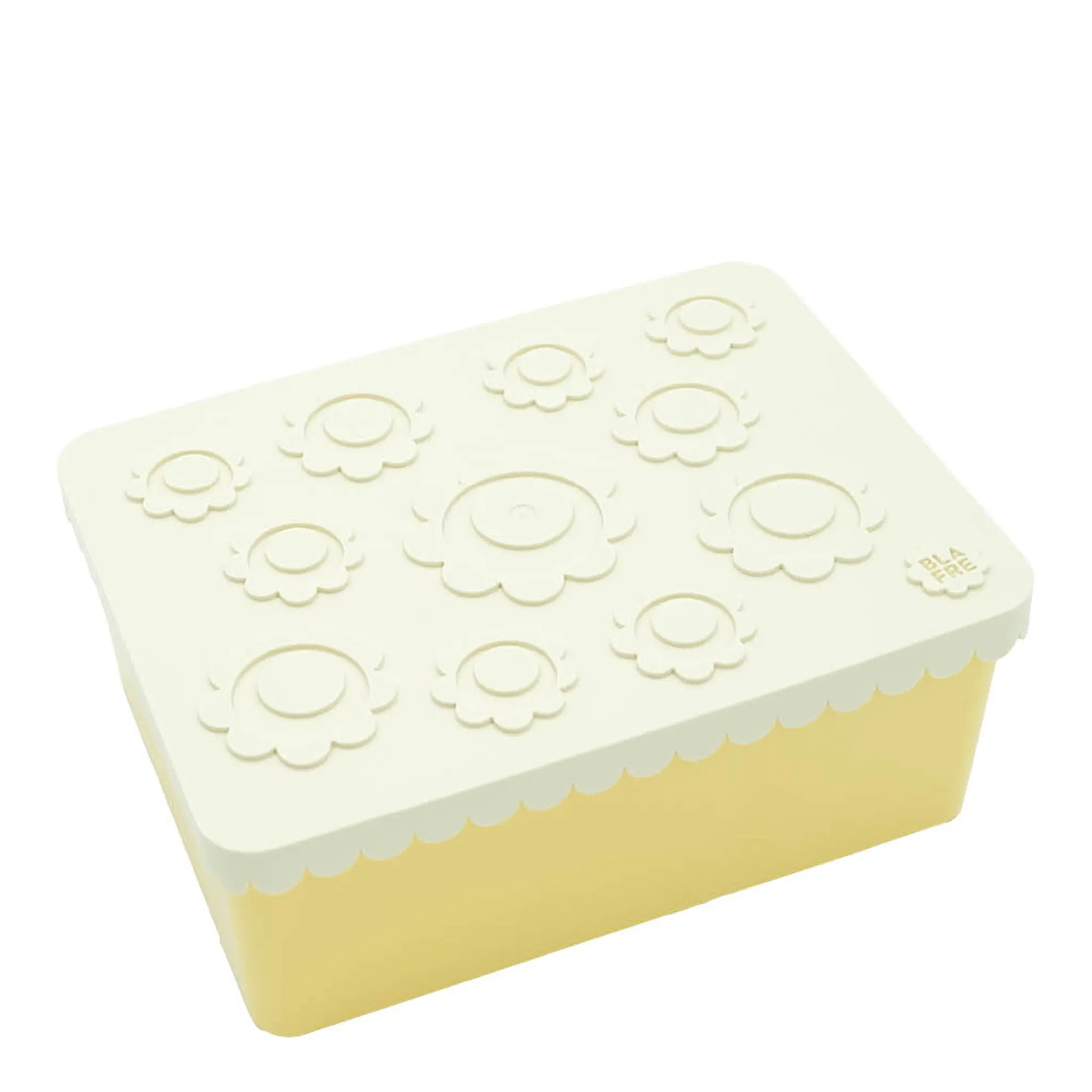 Blafre Blomma matlåda plast tre fack 14x19 cm beige/ljusgul
