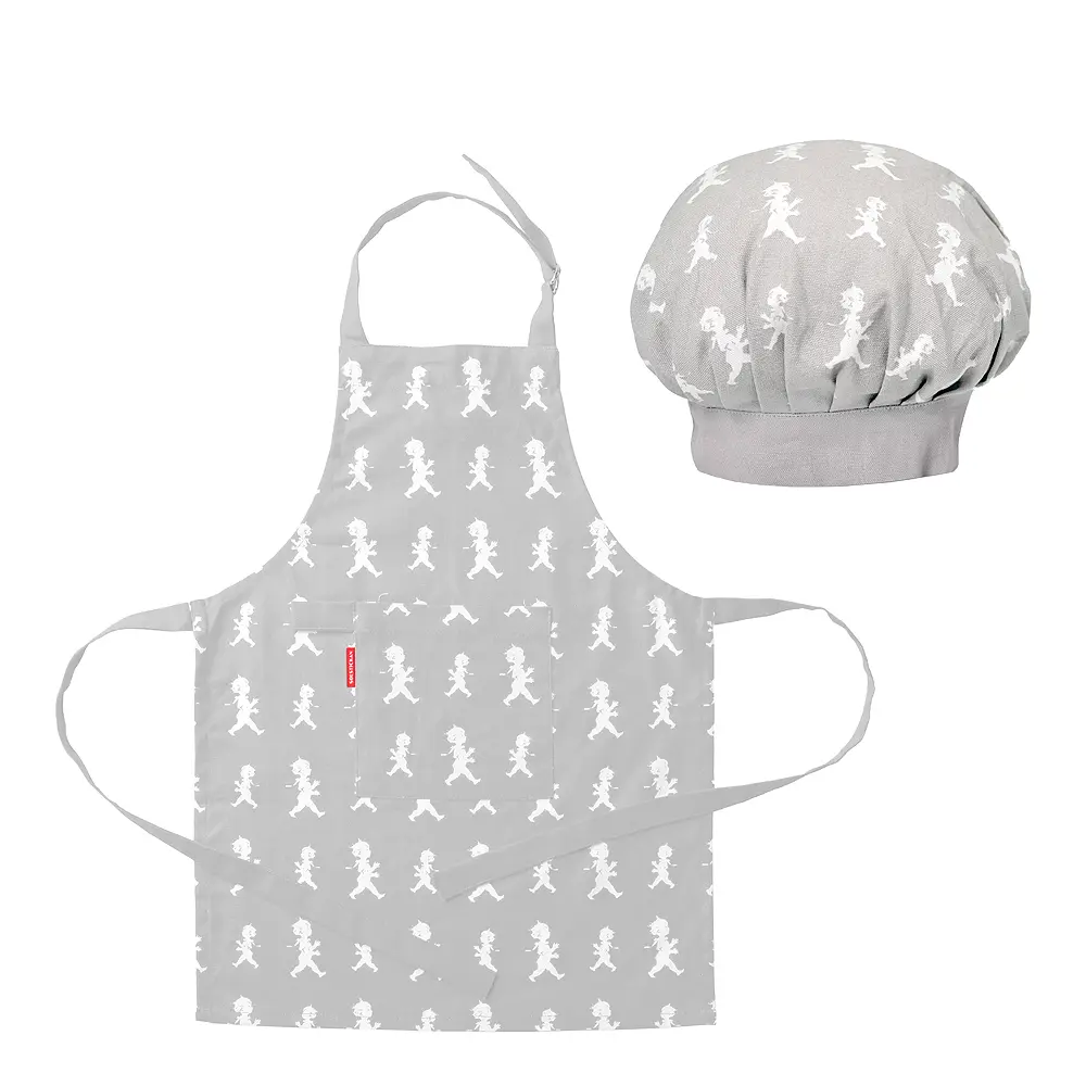 Lasten Esiliina + kokinhattu Harmaa