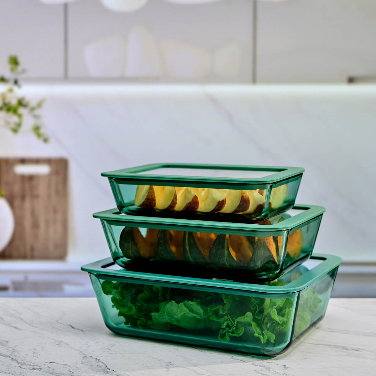 Modern House Smart Seal förvaringsset 3 delar glas grön