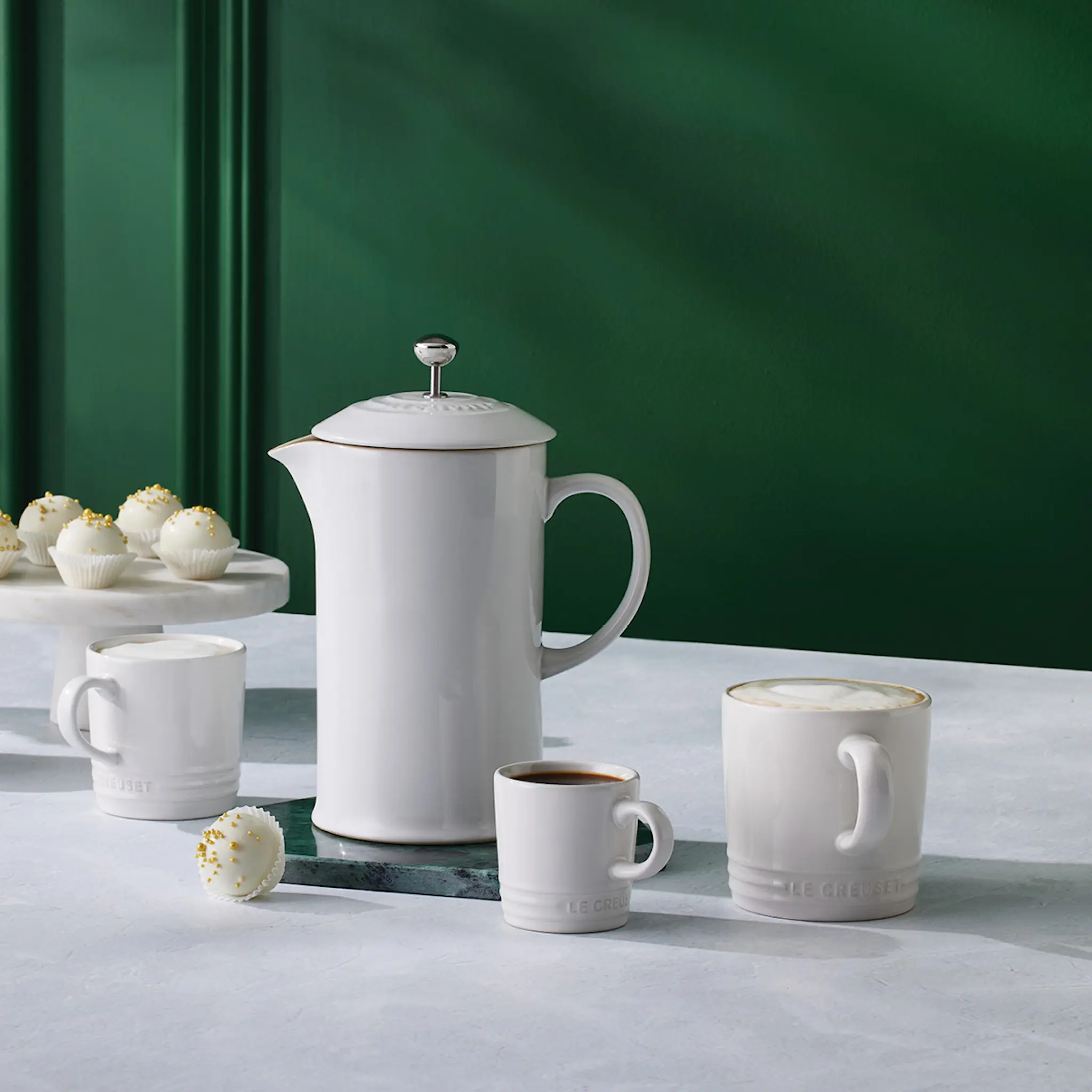 Le Creuset Presskanna stengods 1 L white