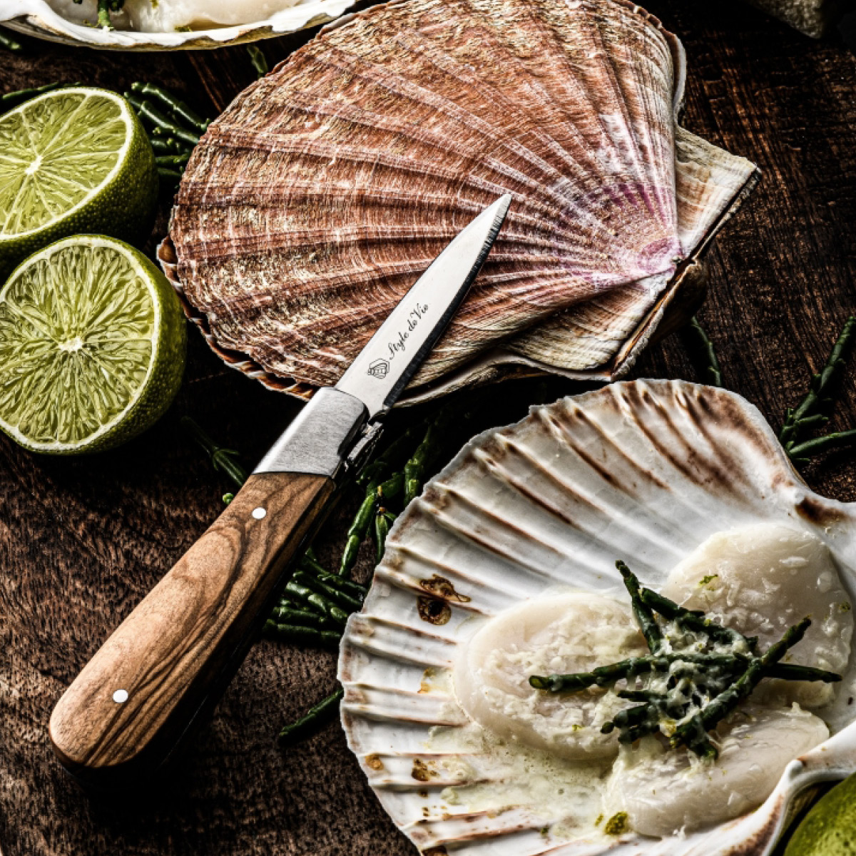 Laguiole Style de Vie Oisteri-/Äyriäisveitsisetti 2 osaa Oliivi