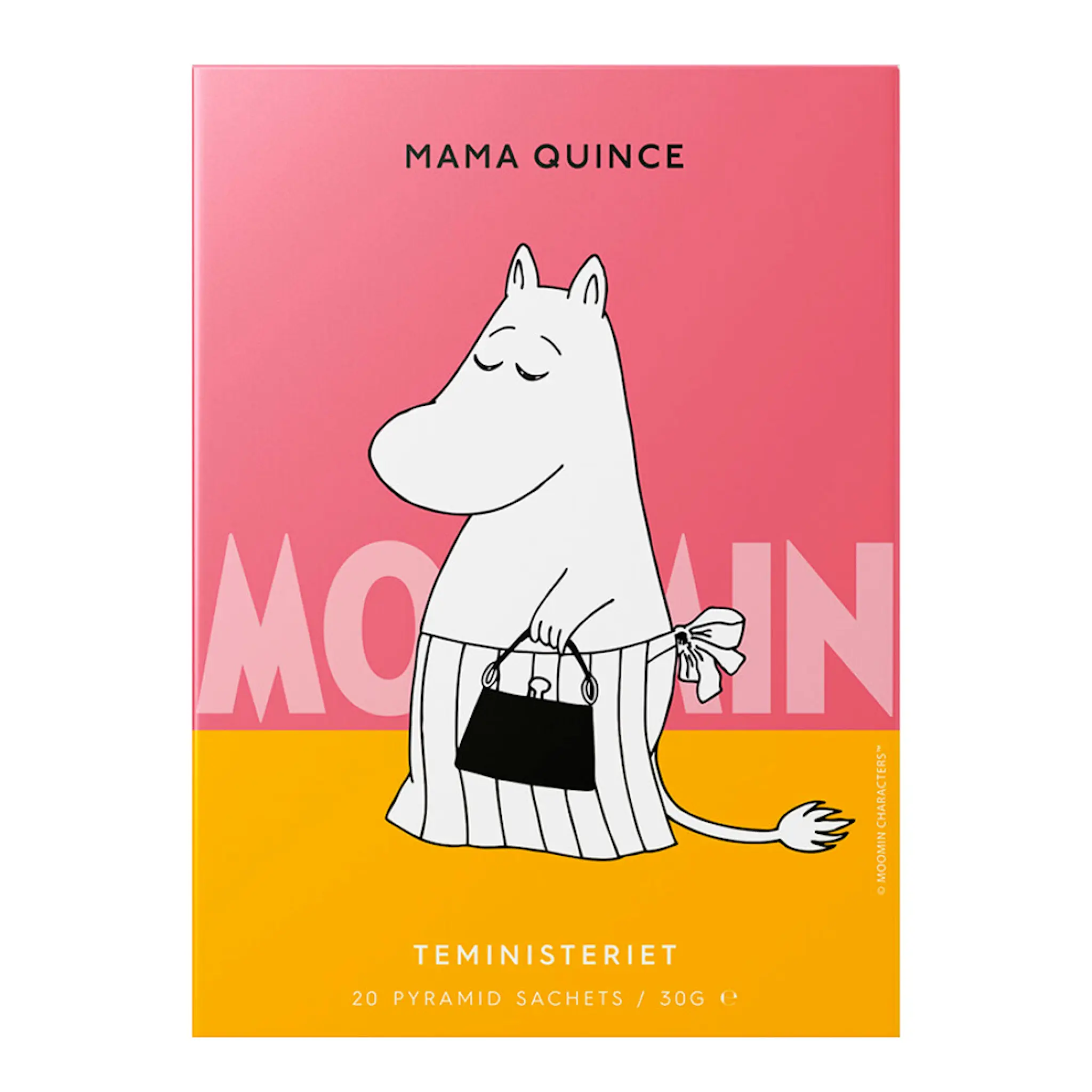 Moomin Mumin pyramidpåse Muminmamman Quience svart te kvitten 20-pack
